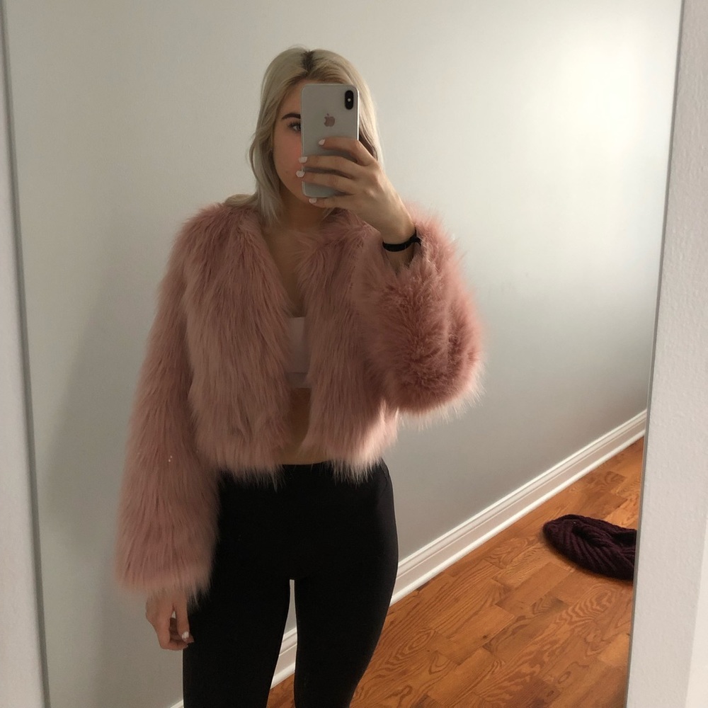 Pink Faux Fur Coat